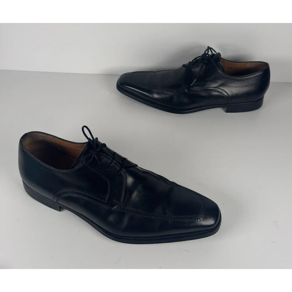 Magnanni Black Leather Men's Square Toe Oxford Dress Shoes SZ 10.5 13273